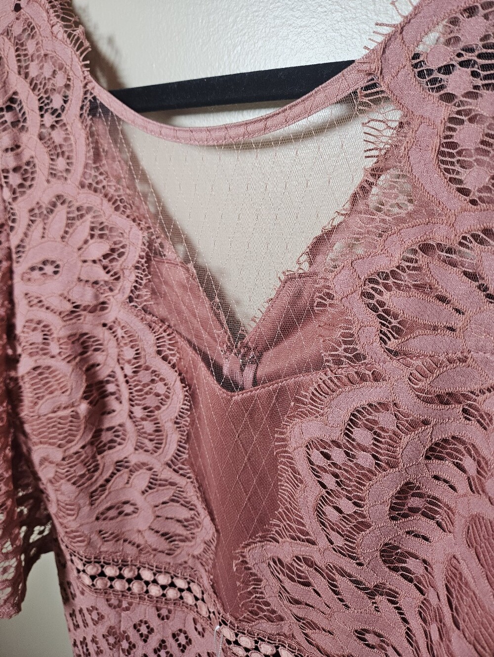 Two Sisters The Label Reyna Mauve Floral Lace Midi Size 10 Wedding Event Formal - Picture 5 of 14